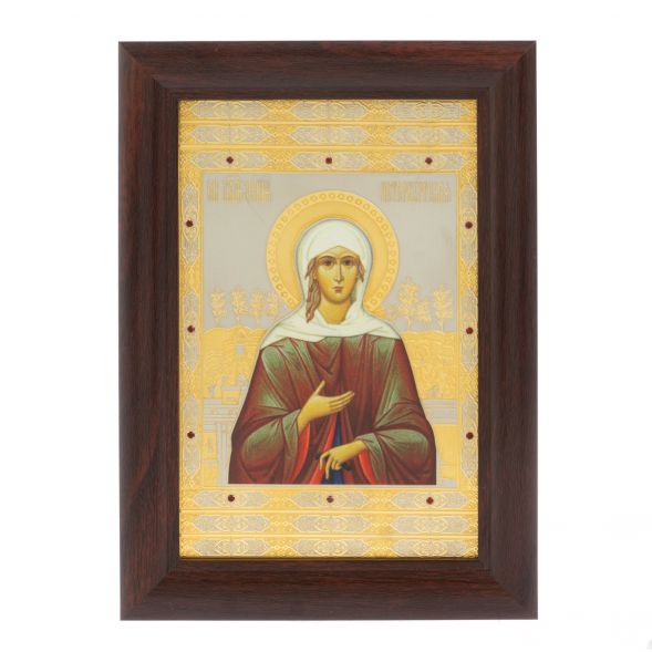 Икона гравюра &amp;quot;Ксения Петербуржская&amp;quot; багет 12,5х17,5х1 см Златоуст 128020