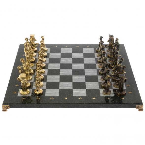 Шахматы из бронзы &amp;quot;Римские&amp;quot; доска 44х44 см из серого мрамора 129661