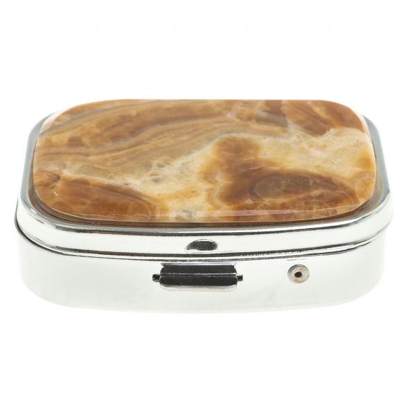 Таблетница на 2 отделения камень оникс цвет серебро 124119