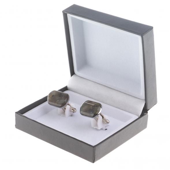 Запонки камень лабрадор закругленные 124437