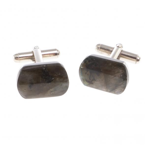 Запонки камень лабрадор закругленные 124437