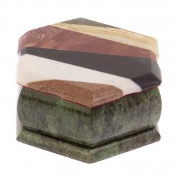 Шкатулка с мозаикой "Шесть граней" из камня 14,5х12,5х7 см