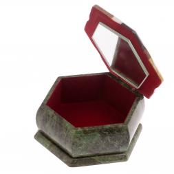 Шкатулка с мозаикой "Шесть граней" из камня 14,5х12,5х7 см