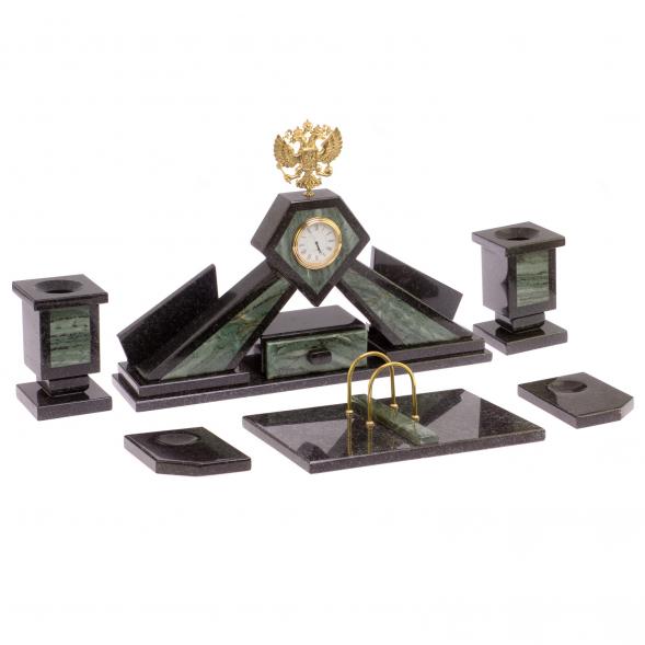 Настольный набор из офиокальцита &amp;quot;Герб России&amp;quot; 125952