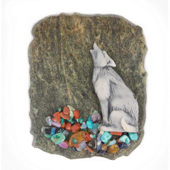 Магнит с камушками &amp;quot;Волк&amp;quot; змеевик 116769