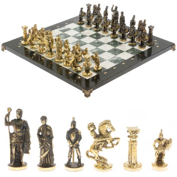 Шахматы &amp;quot;Римские&amp;quot; бронза доска 44х44 см шабровский змеевик 129662