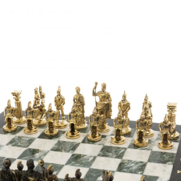 Шахматы &amp;quot;Римские&amp;quot; бронза доска 44х44 см шабровский змеевик 129662
