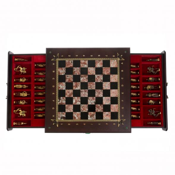 Подарочный шахматный ларец &amp;quot;Русь&amp;quot; камень креноид 130044