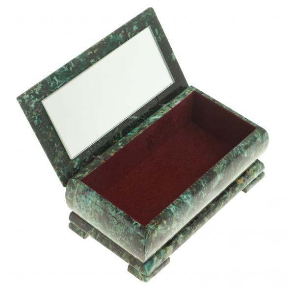 Шкатулка с иллюстрацией &amp;quot;Летний пейзаж&amp;quot; камень змеевик 17,5х9,5х7,5 см / шкатулка для ювелирных украшений / для хранения бижутерии / подарок жене