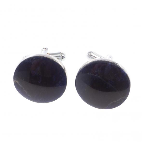 Запонки камень содалит круглые 124438