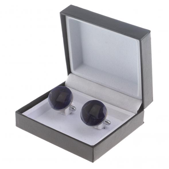 Запонки камень содалит круглые 124438