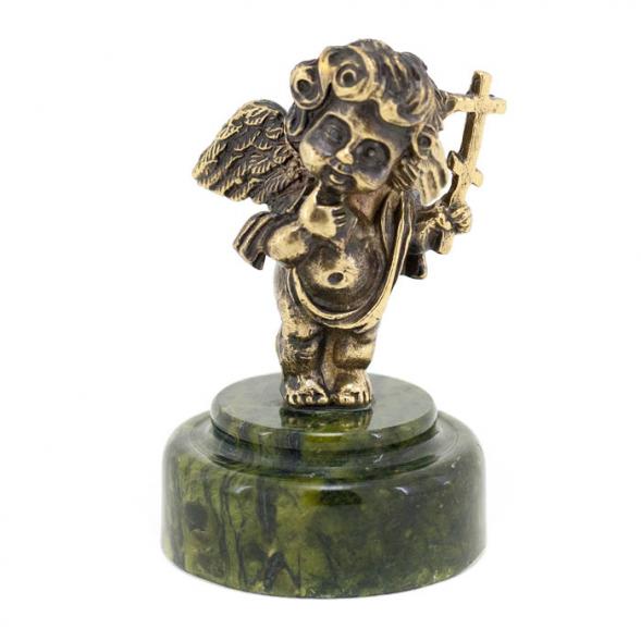 Статуэтка &amp;quot;Ангелок с крестом&amp;quot; из бронзы и змеевика 116191