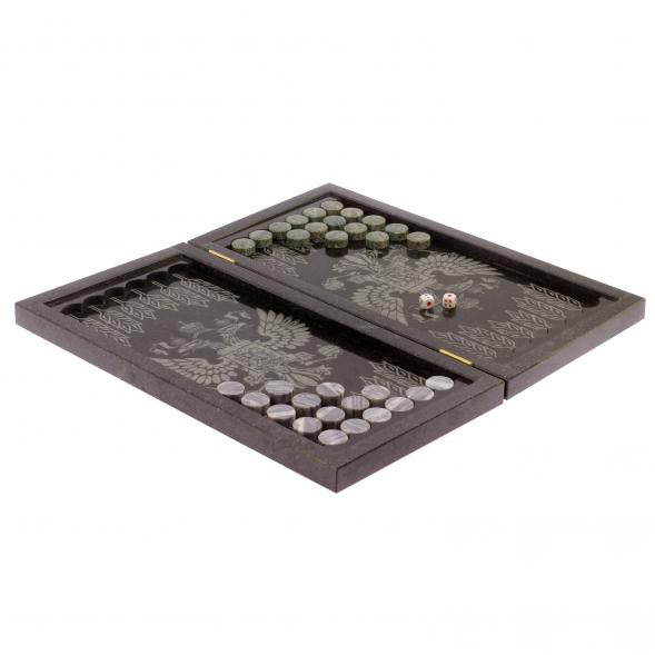 Нарды с гравировкой &amp;quot;Русский мишка / герб РФ&amp;quot; камень гранит 125953