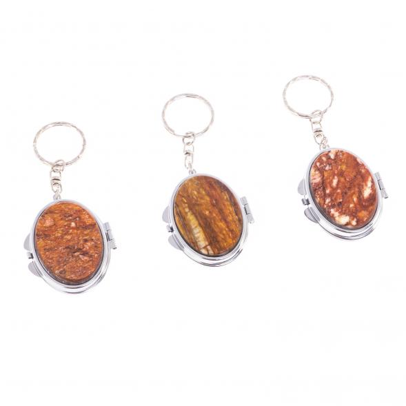 Складное зеркало брелок авантюрин овальное 126624