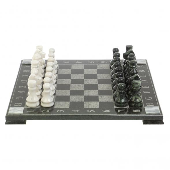 Шахматы &amp;quot;Турнирные&amp;quot; доска 41х41 см белый мрамор, змеевик 127237