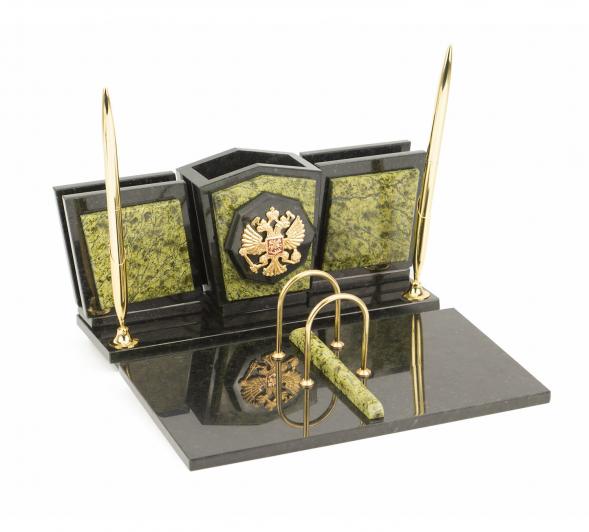 Письменный прибор &amp;quot;Стандарт&amp;quot; с гербом змеевик 118111