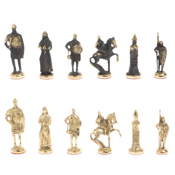 Подарочный шахматный ларец &amp;quot;Русские&amp;quot; фигуры из бронзы 119021