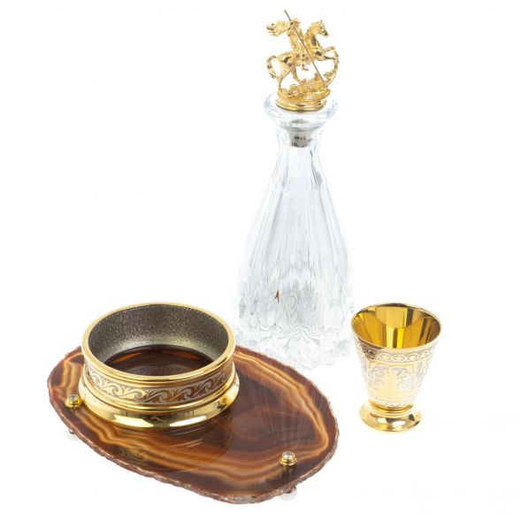 Водочный набор &amp;quot;Георгий Победоносец&amp;quot; камень агат Златоуст 128941