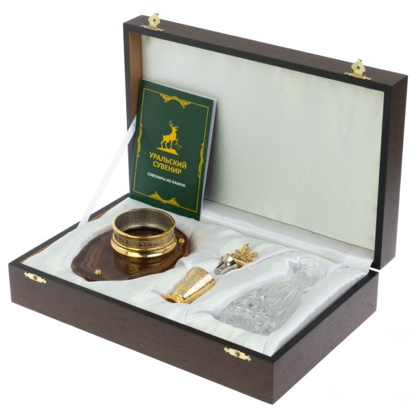 Водочный набор &amp;quot;Георгий Победоносец&amp;quot; камень агат Златоуст 128941