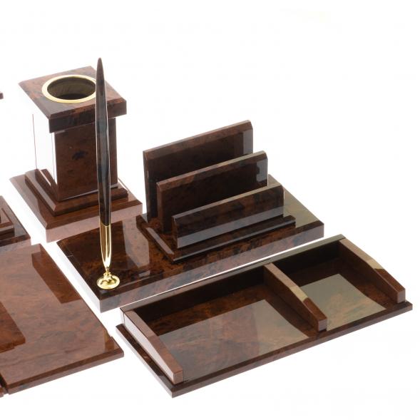 Настольный набор &amp;quot;Кабинетный&amp;quot; камень обсидиан коричневый 122214