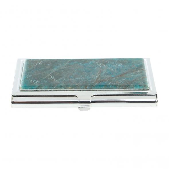 Карманная визитница из камня голубой апатит цвет серебро 122431