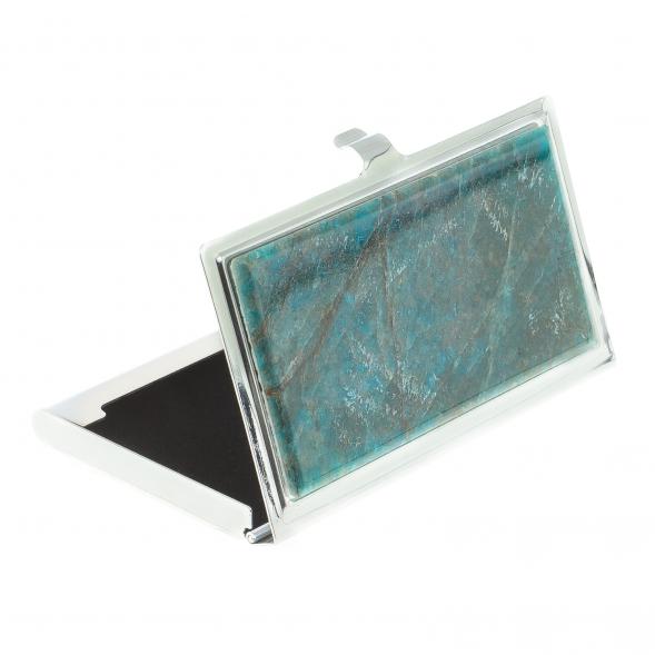 Карманная визитница из камня голубой апатит цвет серебро 122431