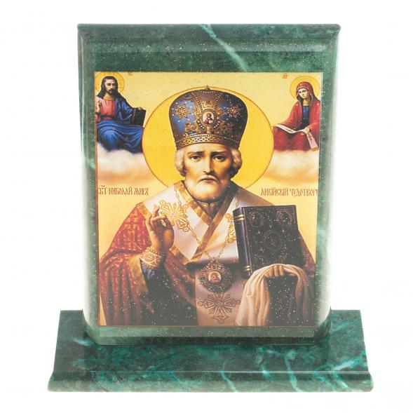 Икона &amp;quot;Святые&amp;quot; змеевик 15х5х15,5 см 123496