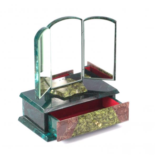 Ларец &amp;quot;Трюмо&amp;quot; с зеркалом  змеевик 22x14x27 см 112112