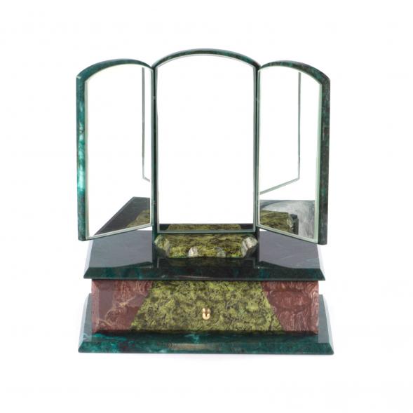 Ларец &amp;quot;Трюмо&amp;quot; с зеркалом  змеевик 22x14x27 см 112112