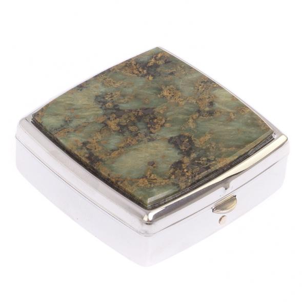 Таблетница на 2 отделения камень офит цвет серебро 126159