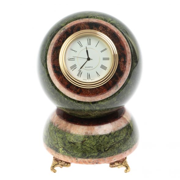 Часы шар &amp;quot;Антистресс&amp;quot; змеевик розовый мрамор 10,5 см 128869