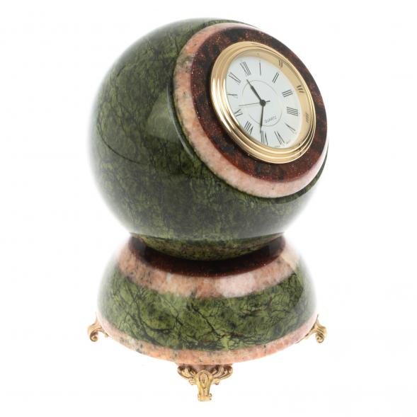 Часы шар &amp;quot;Антистресс&amp;quot; змеевик розовый мрамор 10,5 см 128869