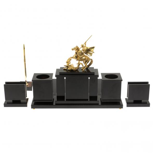 Настольный набор &amp;quot;Георгий Победоносец&amp;quot; из яшмы 129789