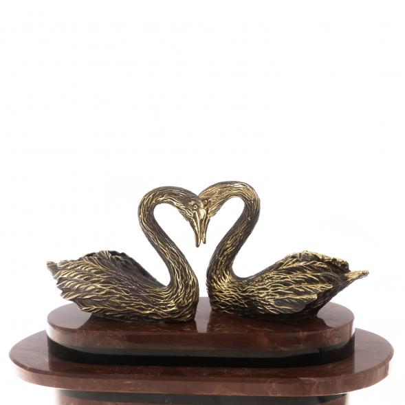 Часы &amp;quot;Пара лебедей&amp;quot; бронза лемезит 124593