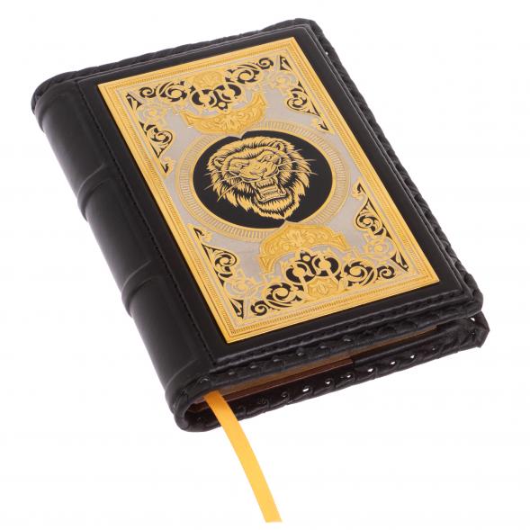 Ежедневник &amp;quot;Лев&amp;quot; А6 обложка из черной кожи кожи Златоуст 126467