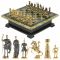 Подарочный шахматный ларец фигуры "Римские" из бронзы доска из камня