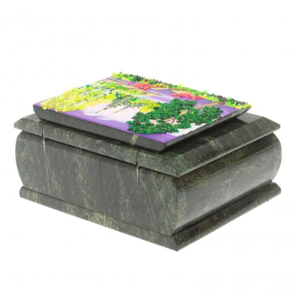 Шкатулка с рисунком &amp;quot;Летний пейзаж&amp;quot; из змеевика 16х12х7,5 см 127480