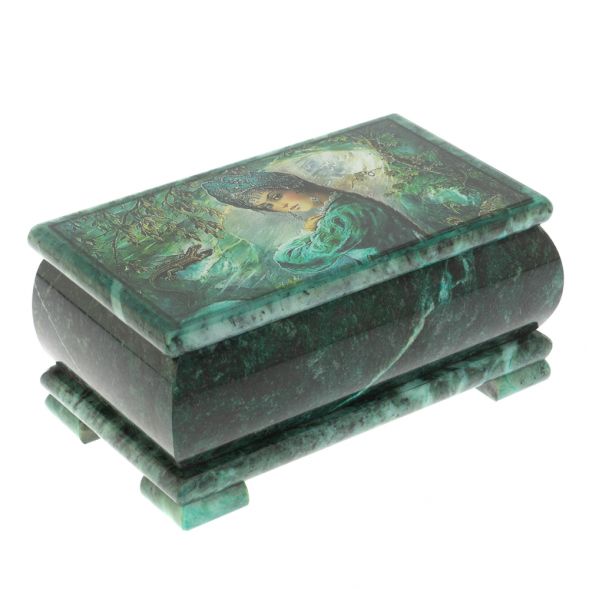 Шкатулка &amp;quot;Хозяйка медной горы&amp;quot; из змеевика 18х10х8,5 см 128181