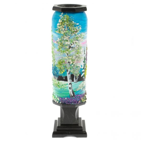 Ваза &amp;quot;Весна&amp;quot; из черного змеевика 8х8х29 см 129322