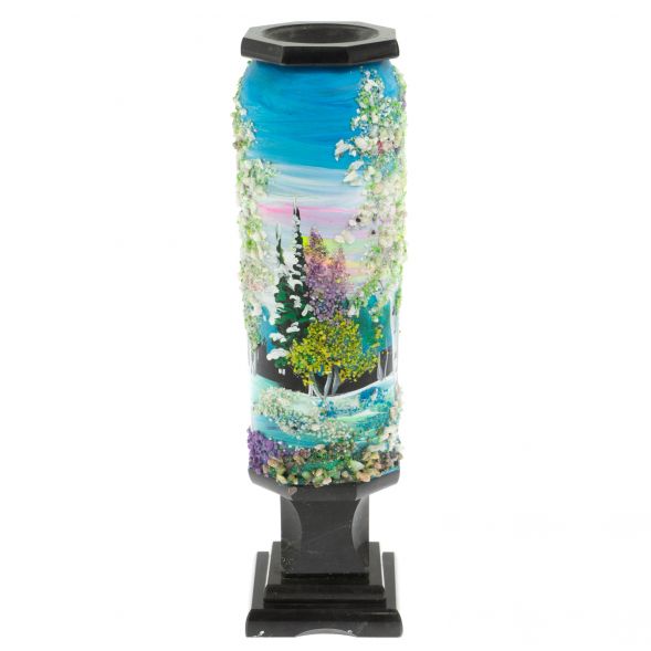 Ваза &amp;quot;Весна&amp;quot; из черного змеевика 8х8х29 см 129322