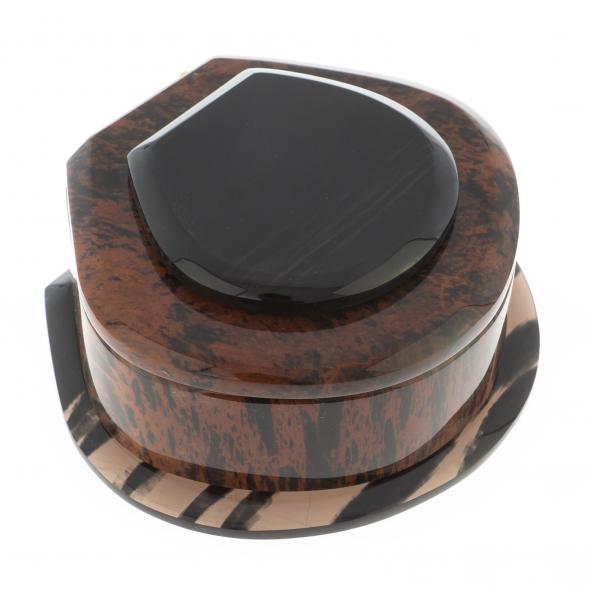 Шкатулка камень обсидиан коричневый &amp;quot;Ракушка&amp;quot; 14х12х6 см 122363