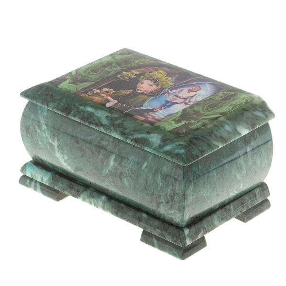 Шкатулка &amp;quot;Хозяйка медной горы и Данила мастер&amp;quot; змеевик 20х12,5х10,3 см 124663