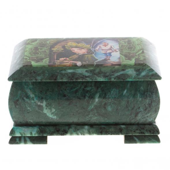 Шкатулка &amp;quot;Хозяйка медной горы и Данила мастер&amp;quot; змеевик 20х12,5х10,3 см 124663