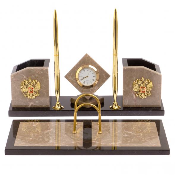 Письменный набор &amp;quot;Куб&amp;quot; из бежевого мрамора 126240