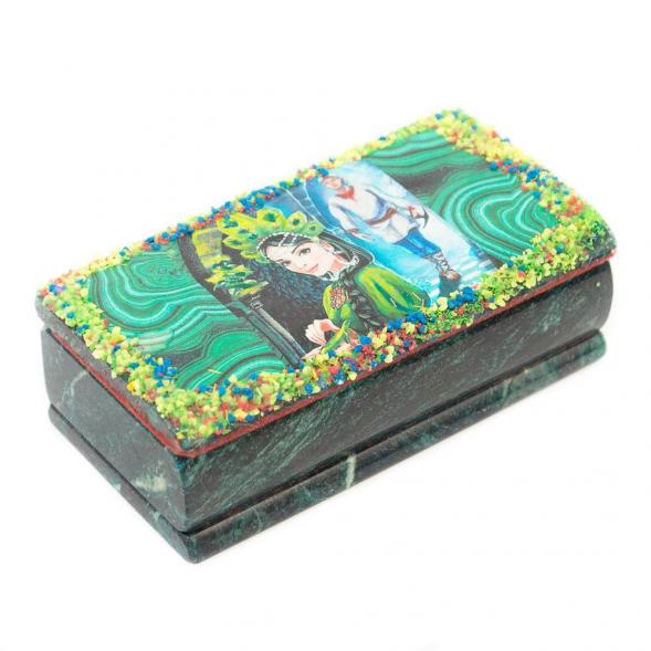 Шкатулка Хозяйка медной горы змеевик 14х7х5 см 116938