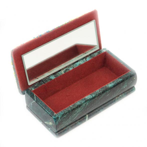 Шкатулка Хозяйка медной горы змеевик 14х7х5 см 116938