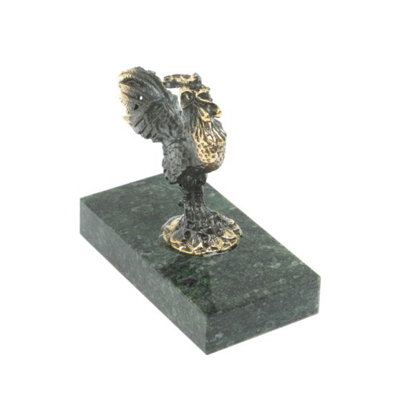 Статуэтка из бронзы и змеевика &amp;quot;Петушок&amp;quot; 128266