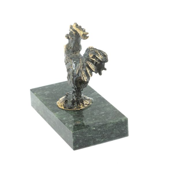 Статуэтка из бронзы и змеевика &amp;quot;Петушок&amp;quot; 128266