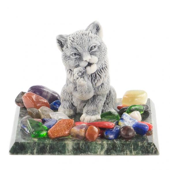 Сувенир из мрамолита &amp;quot;Котенок лижет лапу&amp;quot; 119860