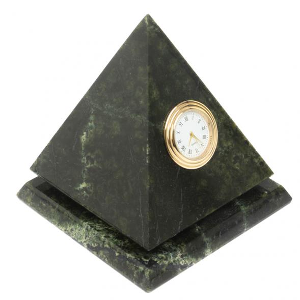 Настольные часы &amp;quot;Пирамида&amp;quot; 12,5х12,5х13,5 см вращающиеся камень змеевик 121456